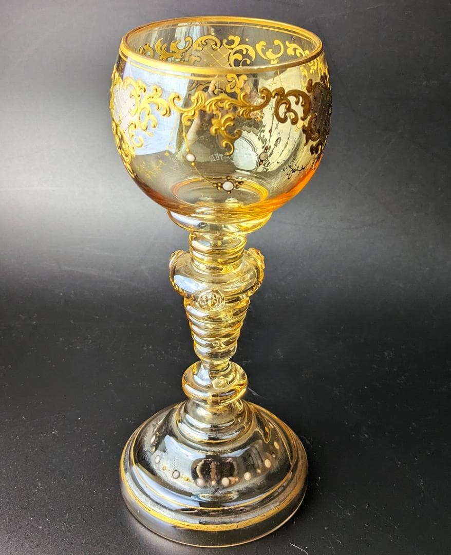 厚い金彩の大型19㎝グラス★モーゼル ボヘミアン グラス ワイン moser