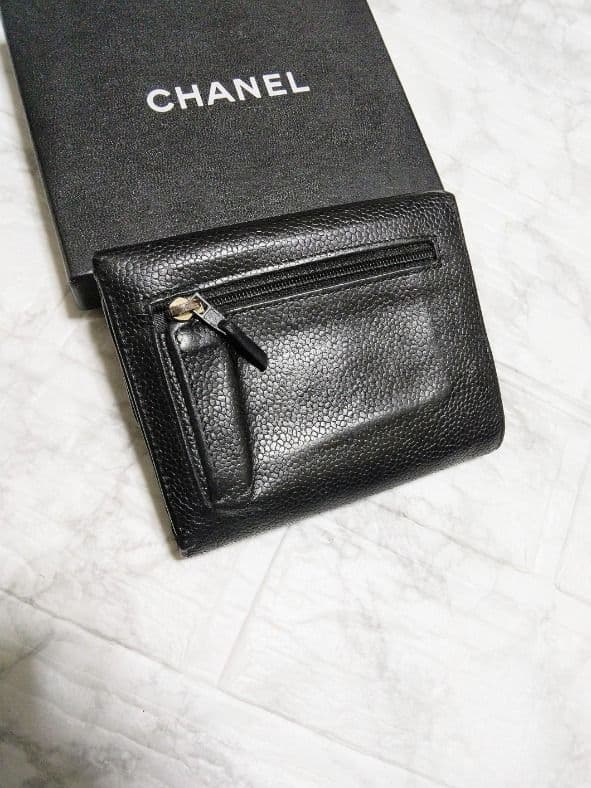 【美品】シャネル キャビア ココマーク 三つ折り財布