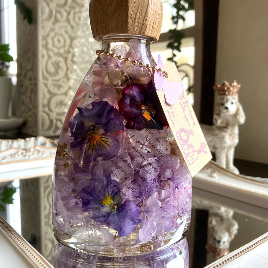 ◆ハーバリウム　309 ラナンとバラの華やかbottle *.:。✿*゜