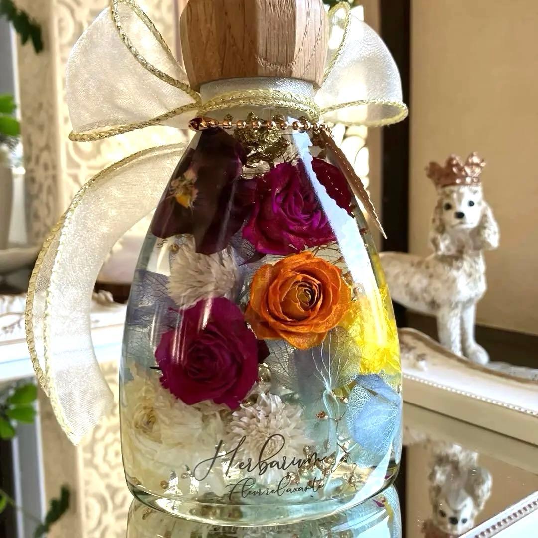 ◆ハーバリウム　309 ラナンとバラの華やかbottle *.:。✿*゜