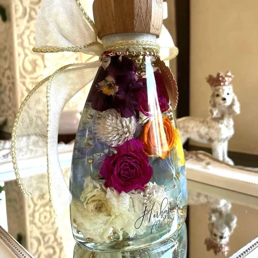 ◆ハーバリウム　309 ラナンとバラの華やかbottle *.:。✿*゜