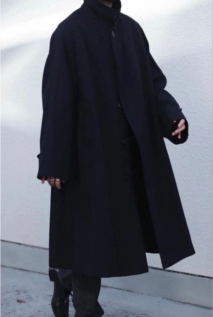 レショップ　LE ウールサージ　バルカラーコート　ネイビー2