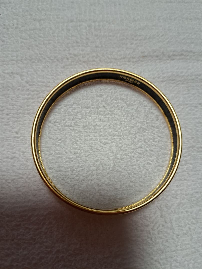 希少 HERMES バングル エマイユ 七宝焼 ロゴ柄 ピンク×ゴールド