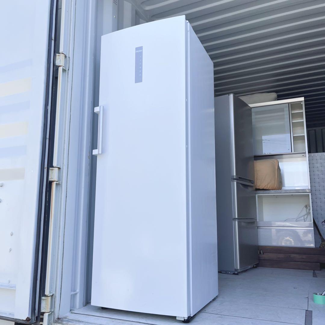 取付無料！タッチパネル搭載クリアホワイト大容量前開きワンドア冷凍庫！洗濯機