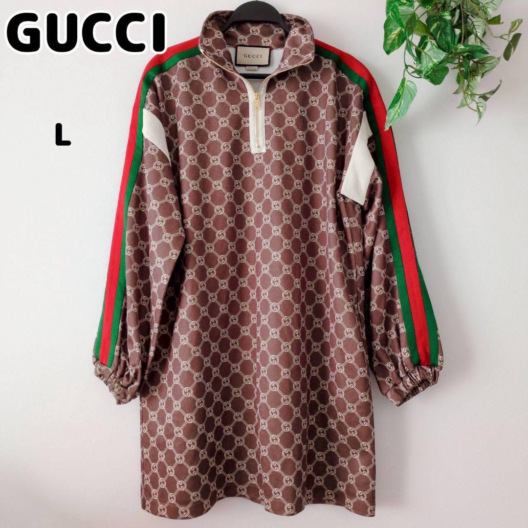 グッチ インターロッキングGテクニカルジャージードレス モノグラム ワンピ L GUCCI（グッチ） インターロッキングG テクニカル ジャージー ドレス