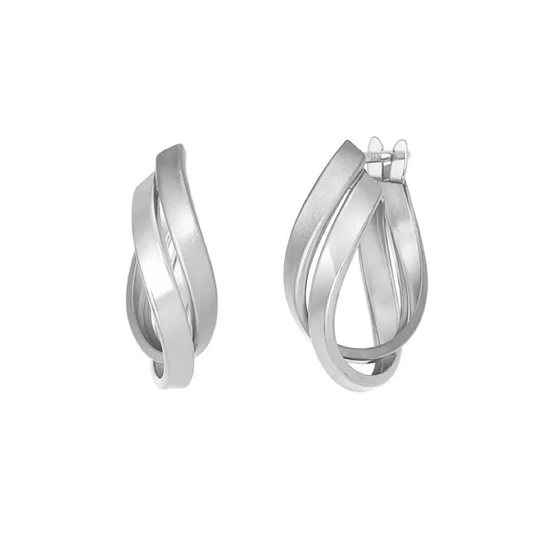 テイクアップ　ヒネリツインフープM　WG ホワイトゴールド K14/K10