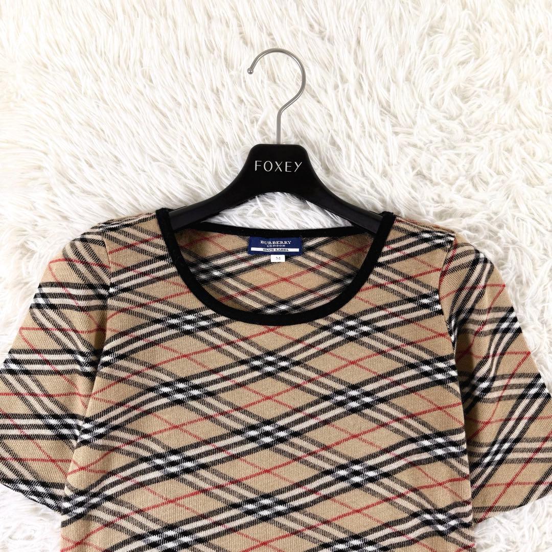 Y2K✨バーバリーブルーレーベル ニット Tシャツ ノバチェック Mサイズ