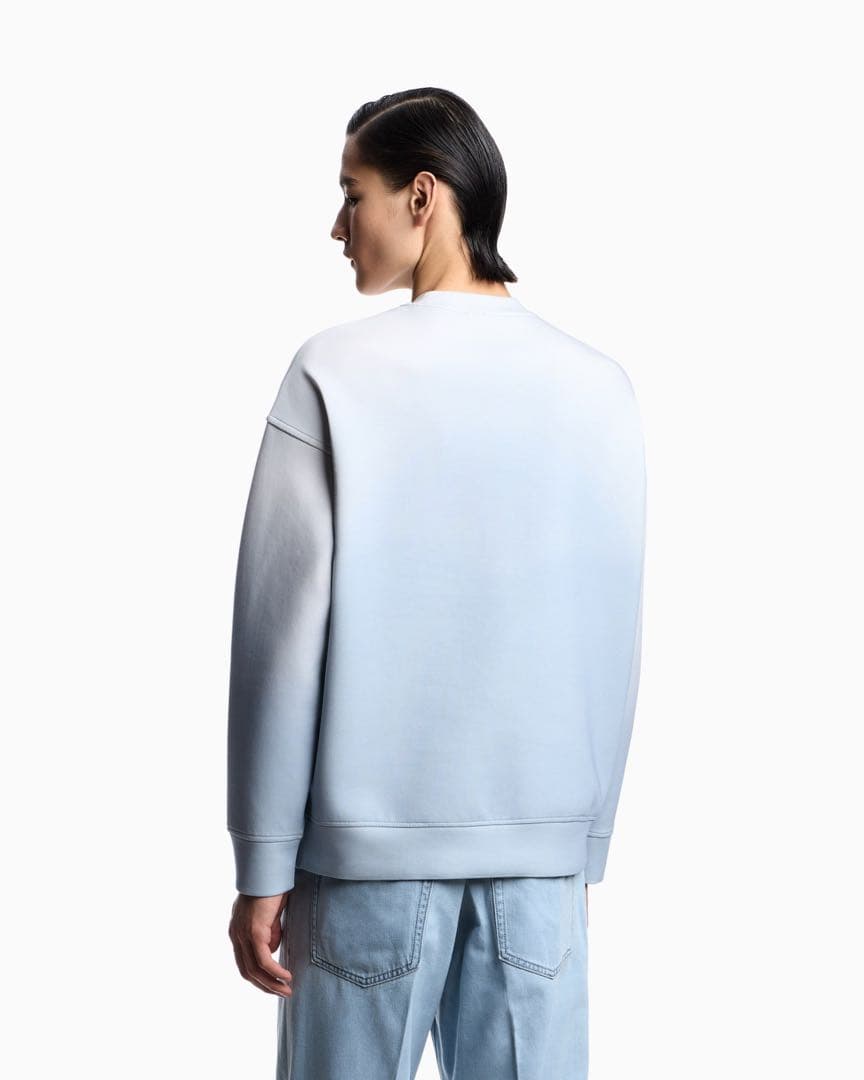 EMPORIO ARMANIグラデーションブルー クルーネック スウェット XL