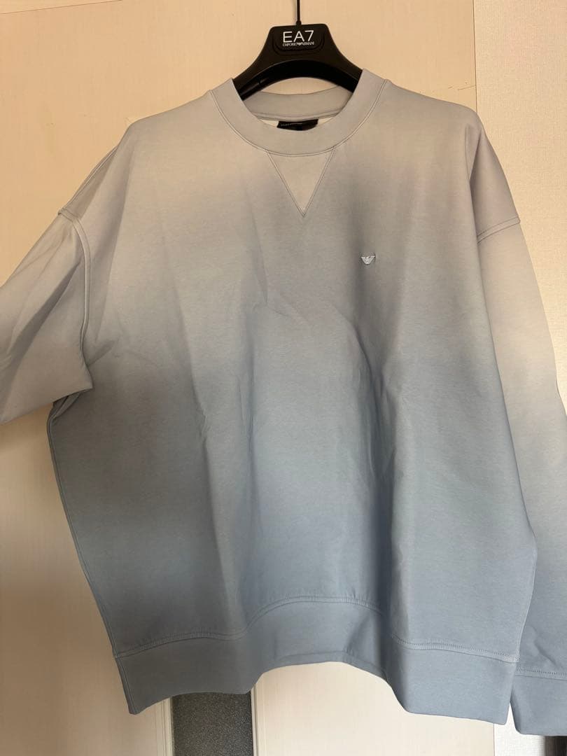 EMPORIO ARMANIグラデーションブルー クルーネック スウェット XL