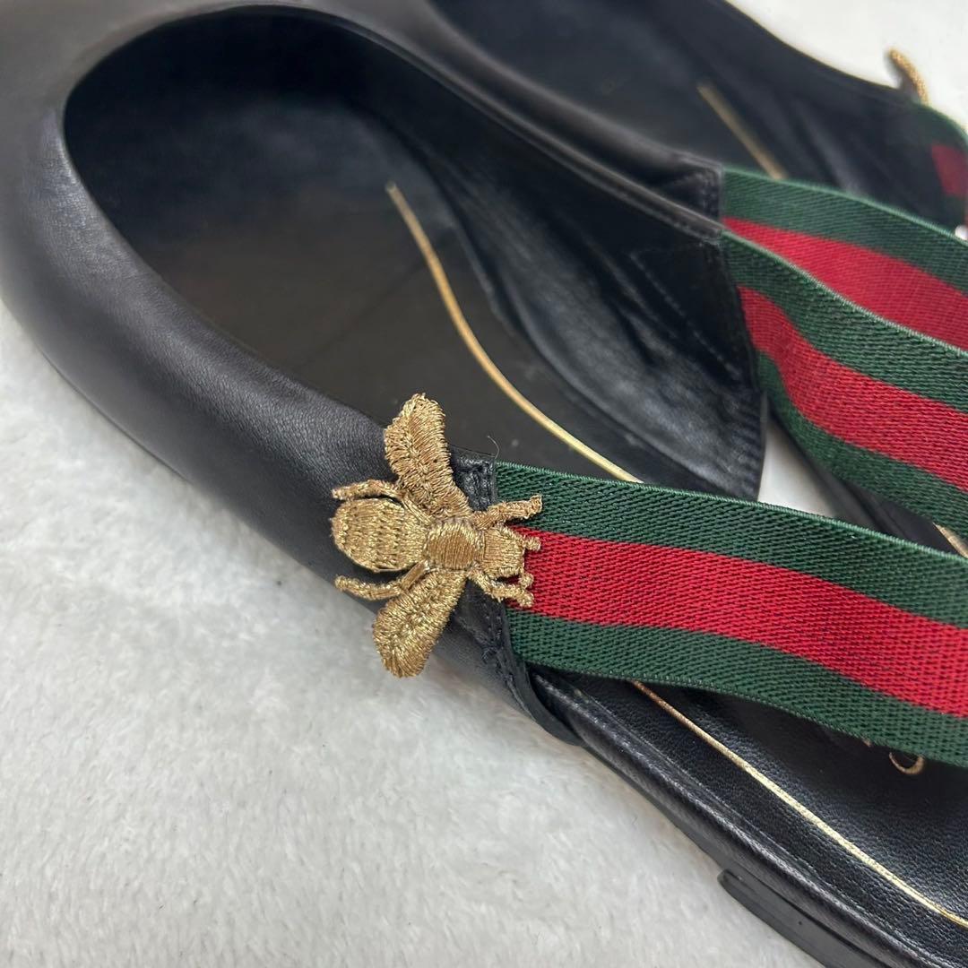 H357 24.0cm グッチ イタリア製 ミュール ブラック レディース