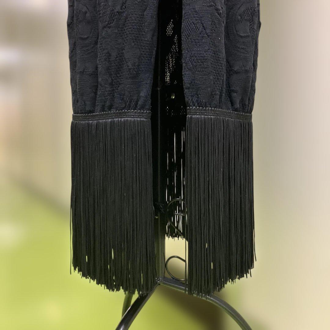 チャコット 新品 ワンピース ノーソーイング 黒 ドレス タイト フリンジ