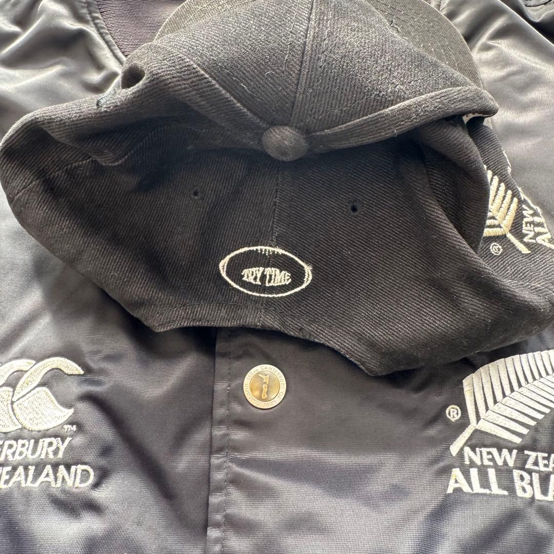 極美品 CANTERBURY オールブラックス スタジャン XL キャップ付き