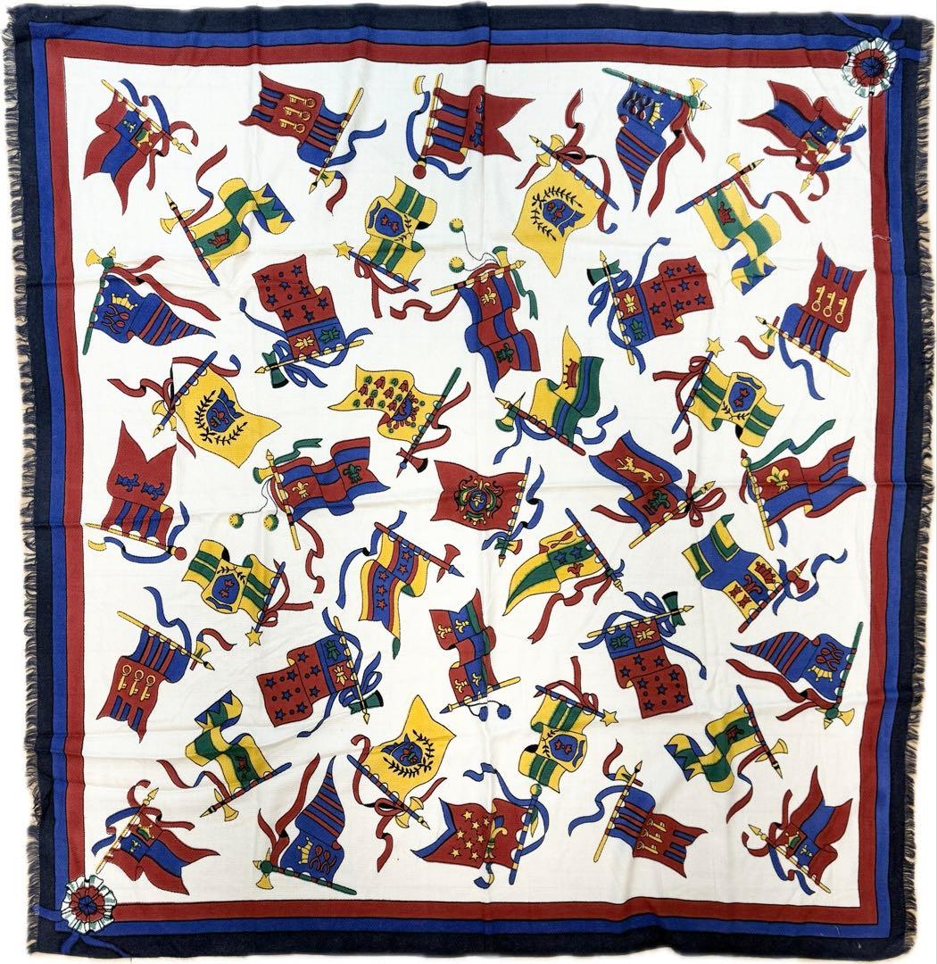 マニプリ/フラッグプリント　ウールシルク120cmストール新品　混率なし