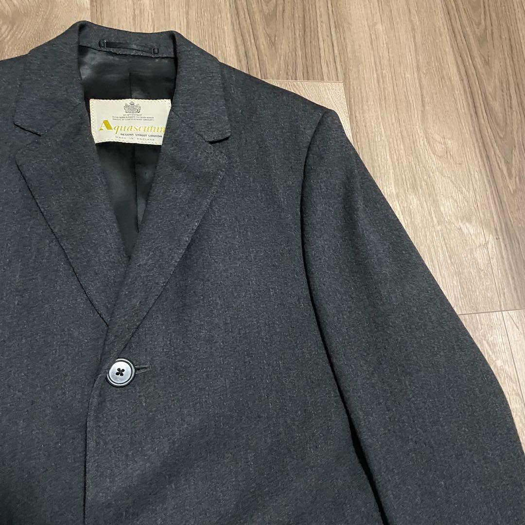 70s vintage aquascutum チェスターコート チャコールグレー