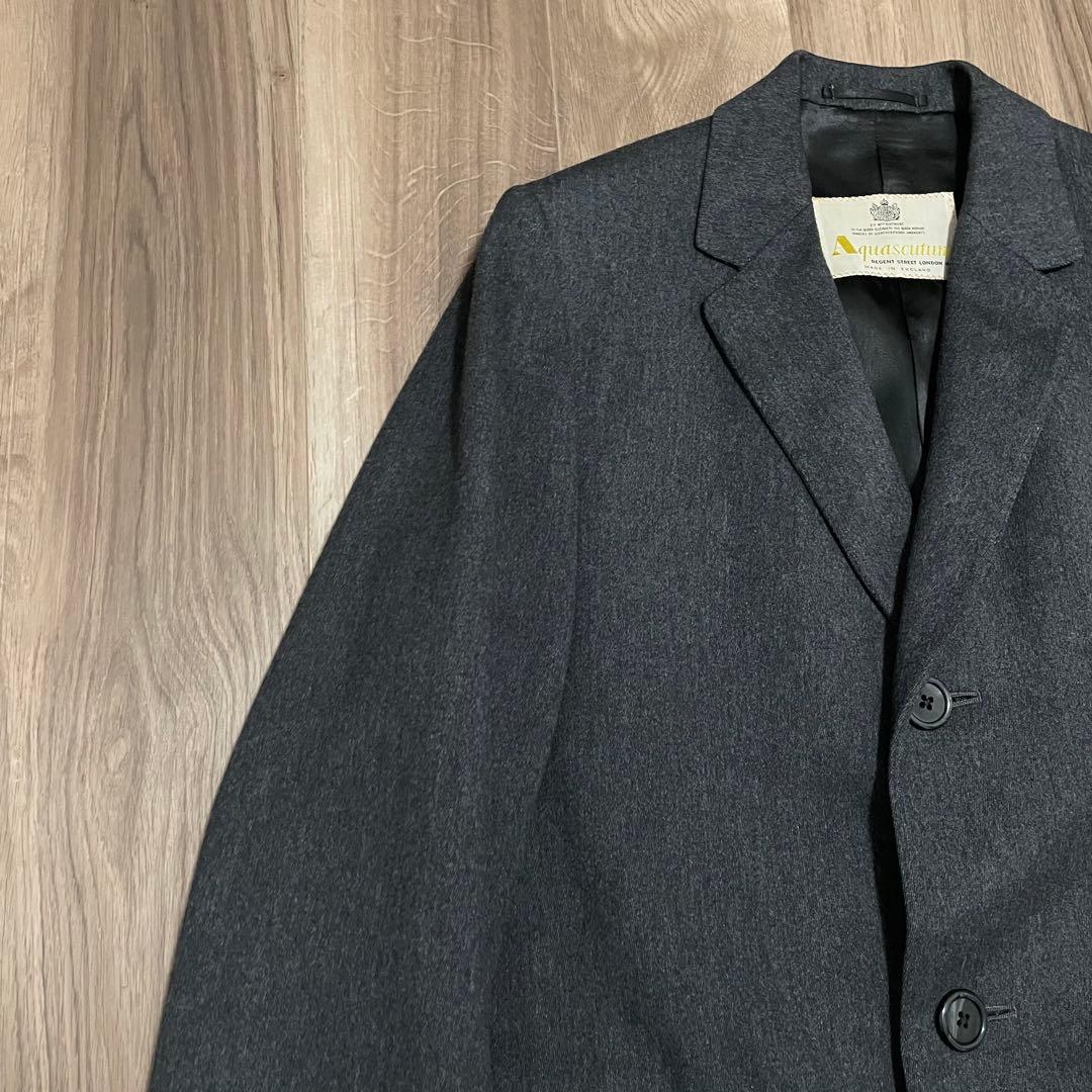 70s vintage aquascutum チェスターコート チャコールグレー