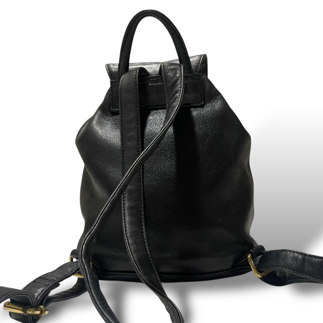 美品★ RALPH LAUREN リュック　バックパック　レザー　巾着　黒