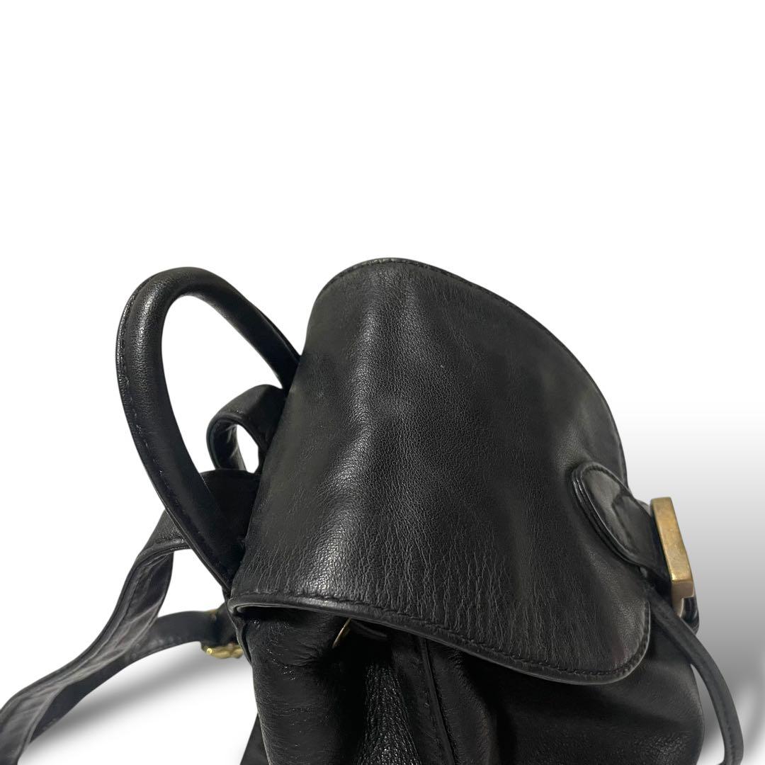 美品★ RALPH LAUREN リュック　バックパック　レザー　巾着　黒