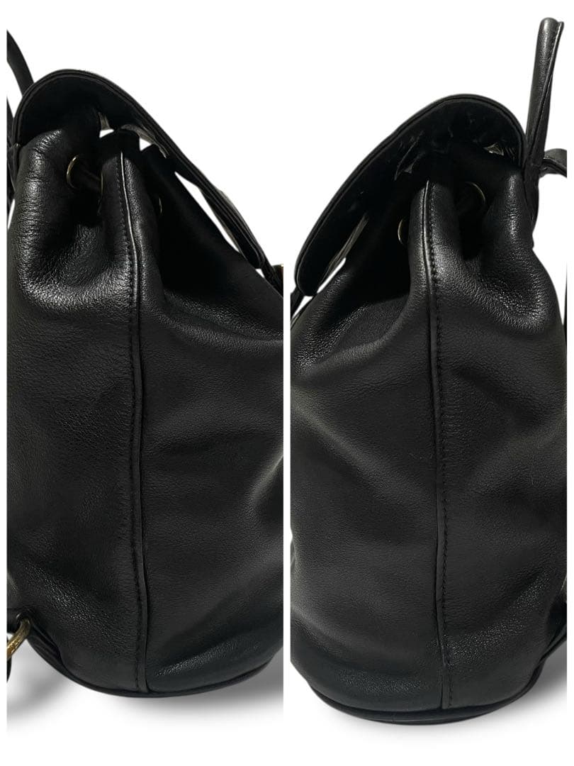 美品★ RALPH LAUREN リュック　バックパック　レザー　巾着　黒