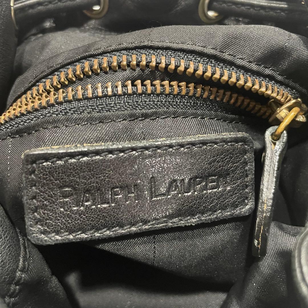 美品★ RALPH LAUREN リュック　バックパック　レザー　巾着　黒