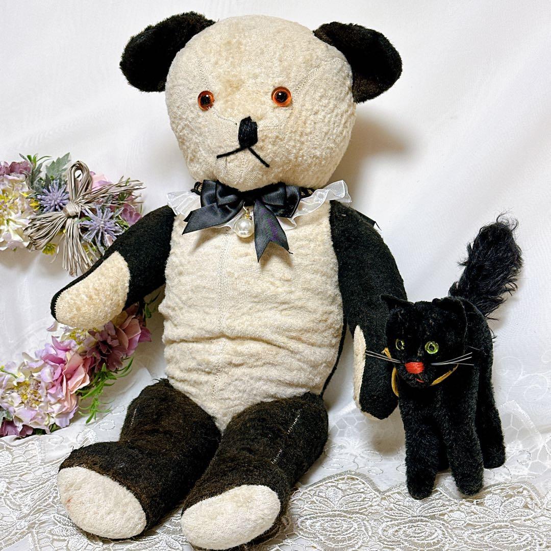 ❤️素敵なボロくた❤️大きめアンティークパンダベア　イギリスアンティークテディベア