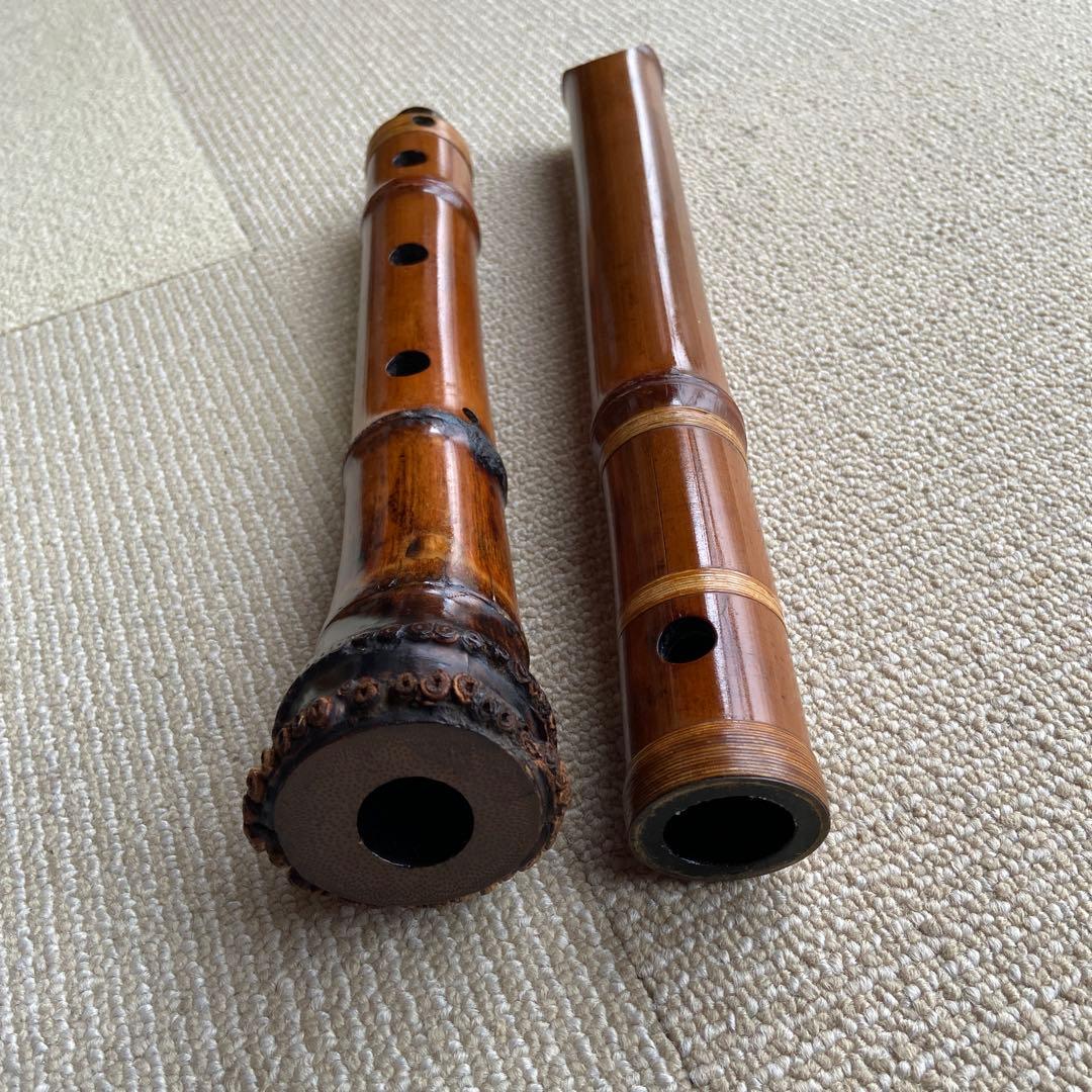 178 尺八　一尺九寸管　唄口金　央山銘ニ印