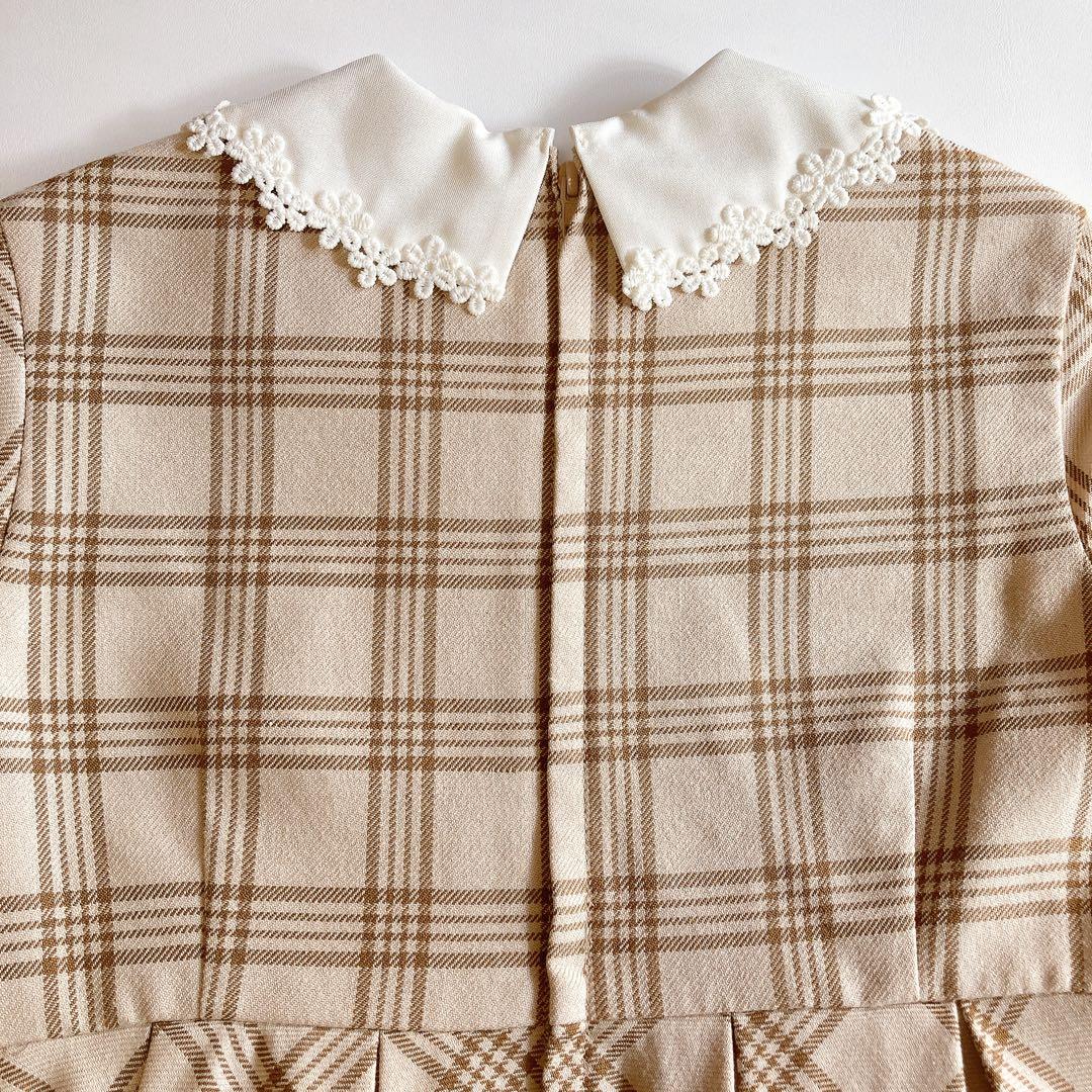 ベージュ×チェック 120 セレモニー 入学 卒園 発表会 フォーマル