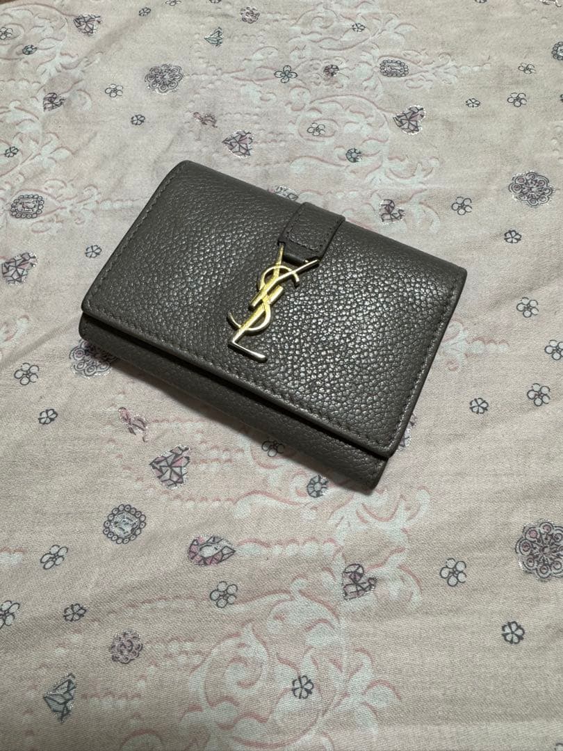値下げ！YSL グレー レザー キーケース