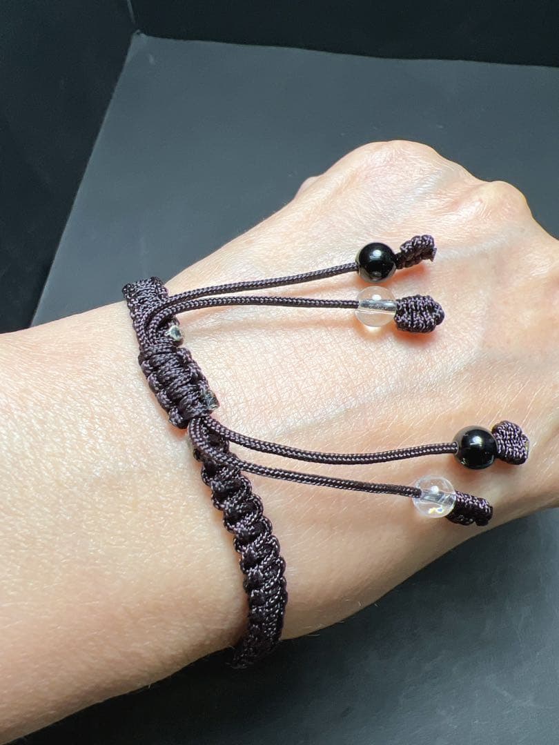 九眼天珠紐ブレス純銀シルバー 立身出世 栄逹栄進 名声獲得 権威や権力