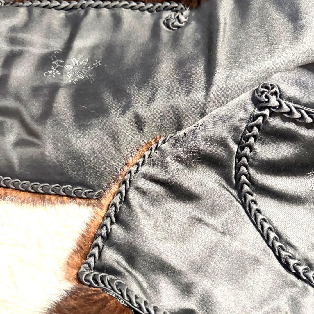 【美品/希少】エンバ ブラックグラマ ミンク 貂 リアルファー ショール