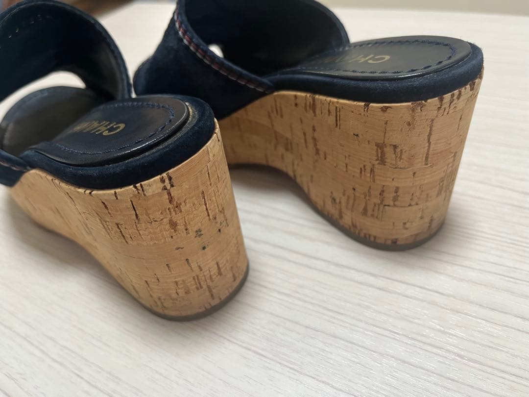 最終値下げ！CHANEL ネイビー スエード ミュール 35C