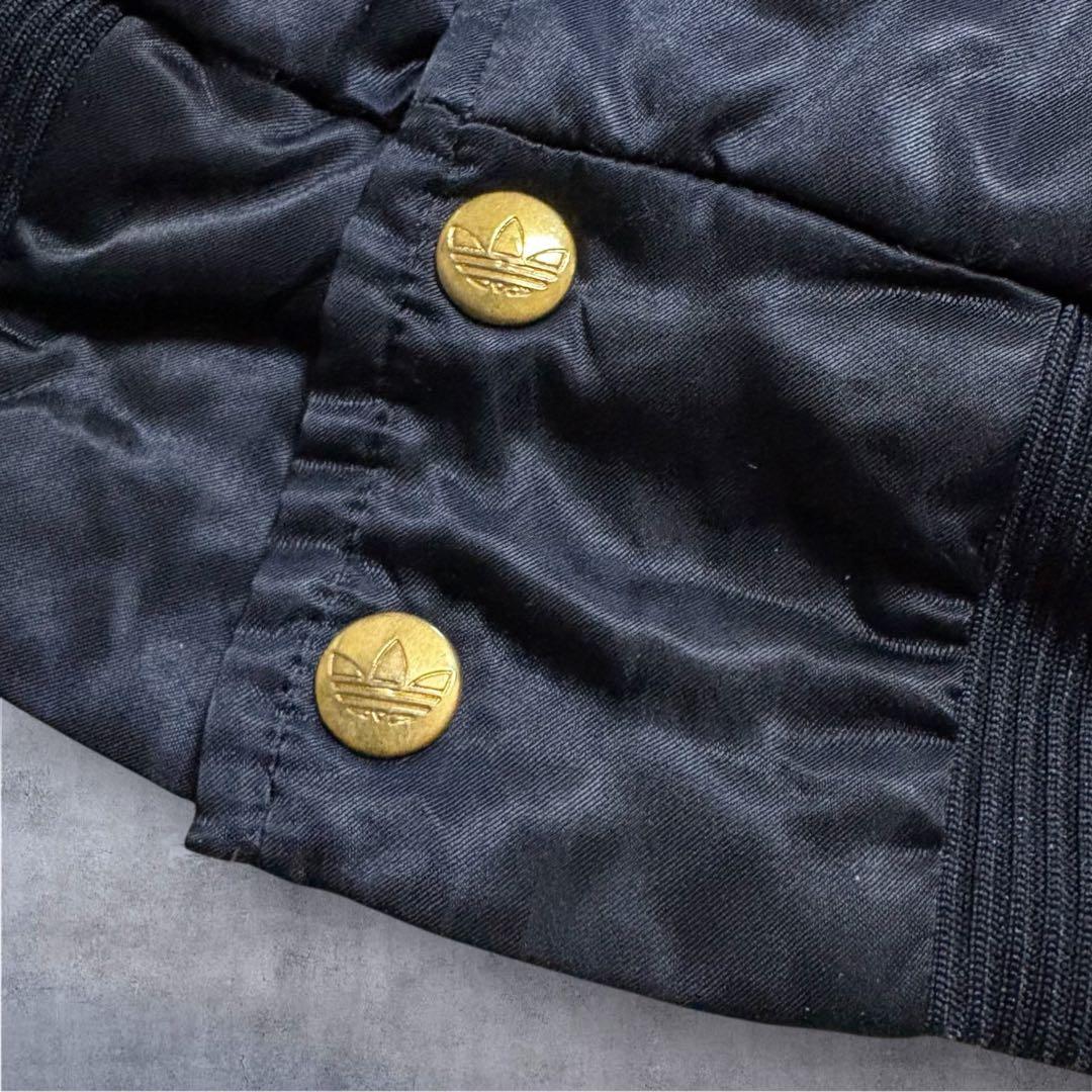 【M41】00s adidas中綿入りボタンスタジャン両面刺繍ブラックゴールド赤