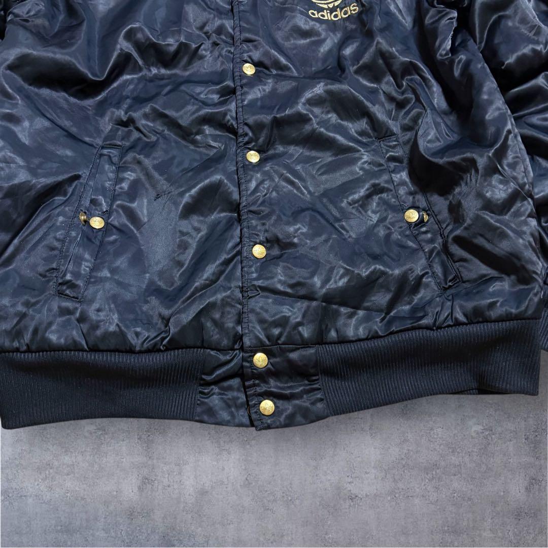 【M41】00s adidas中綿入りボタンスタジャン両面刺繍ブラックゴールド赤