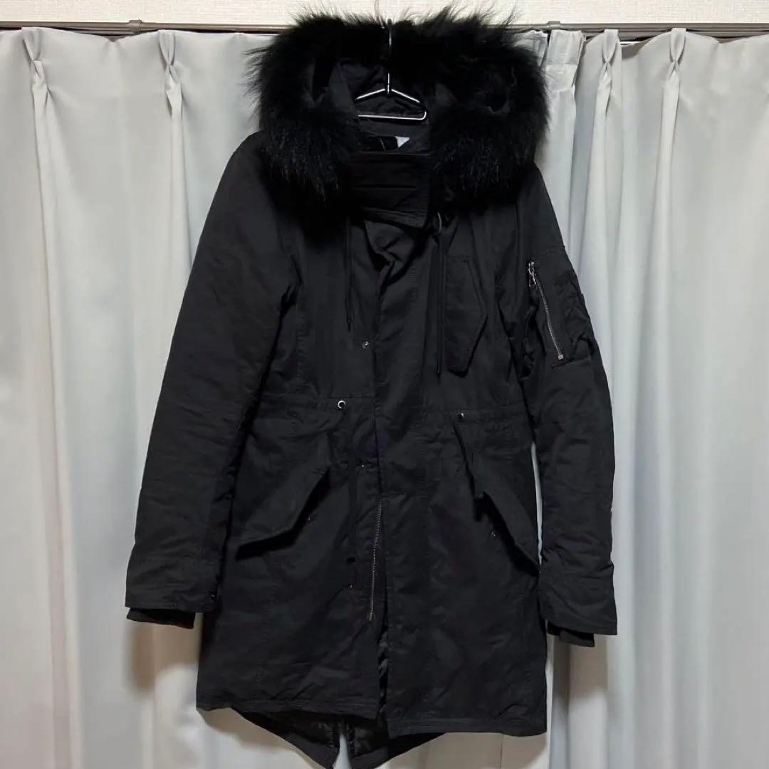 Buffalobobs モッズコート　ブラック　ファー付きフード　サイズ2