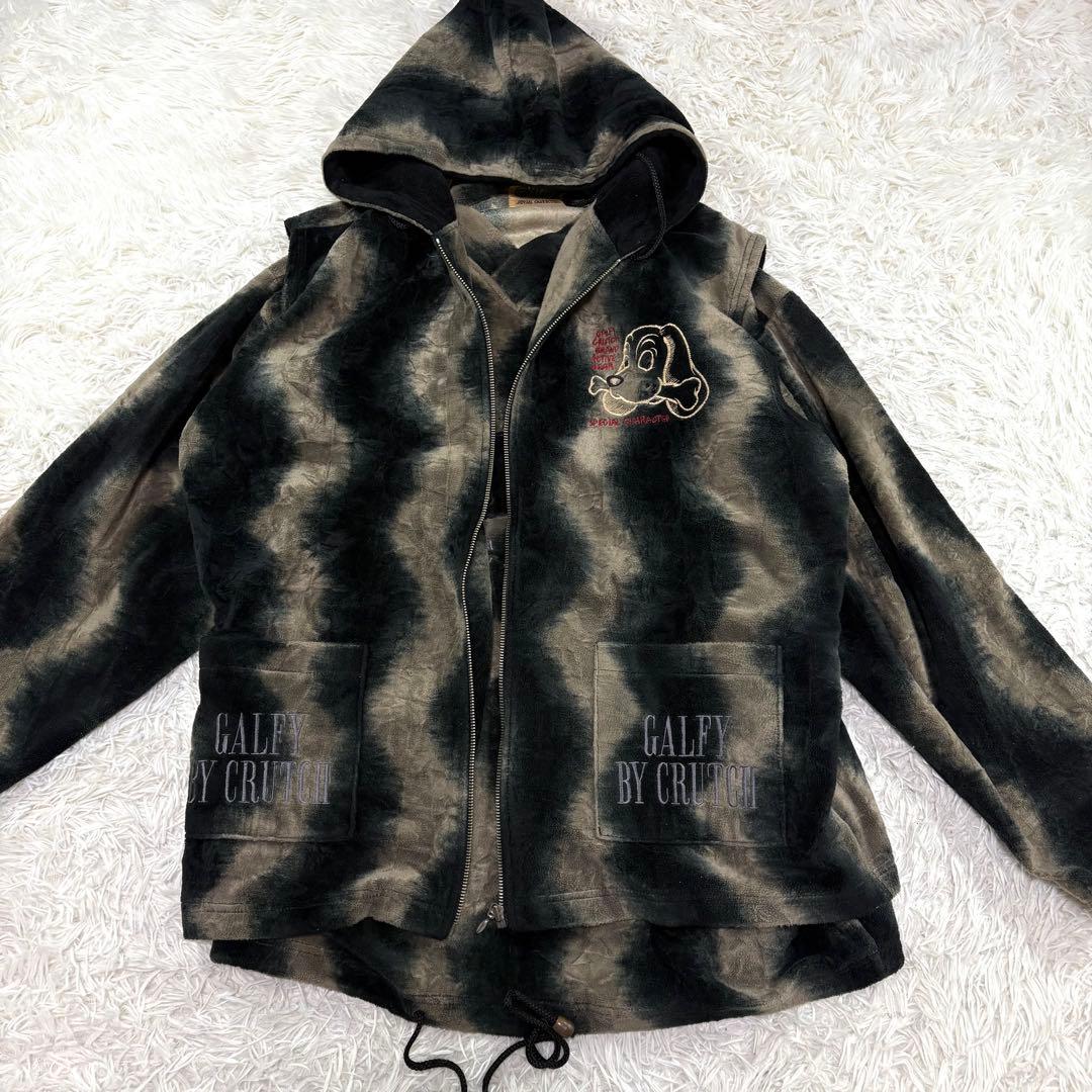 マック様 ット/美品】ガルフィー デカロゴ パーカー タイダイ ベロア