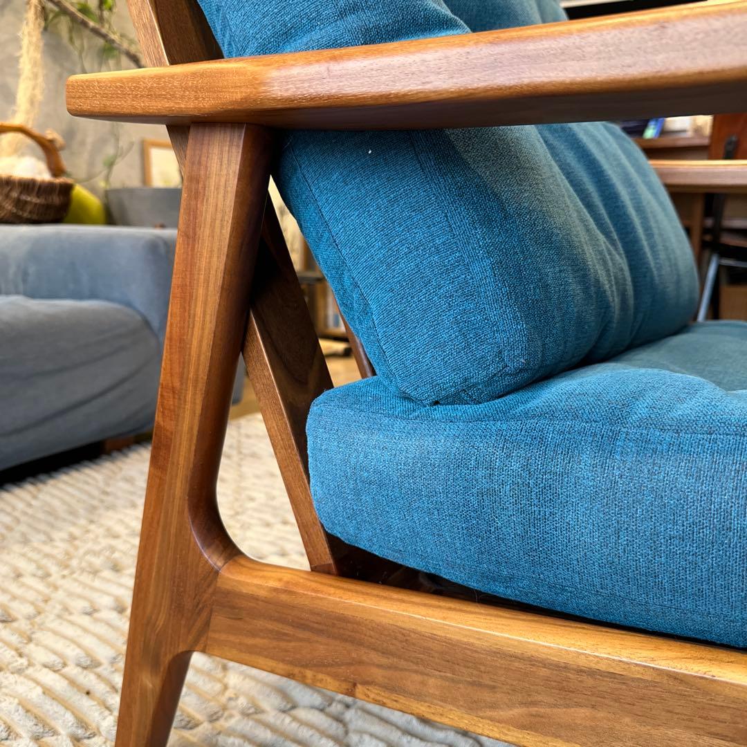 マルニ60】ウォールナット&ブルー 1人掛けソファ マルニ60