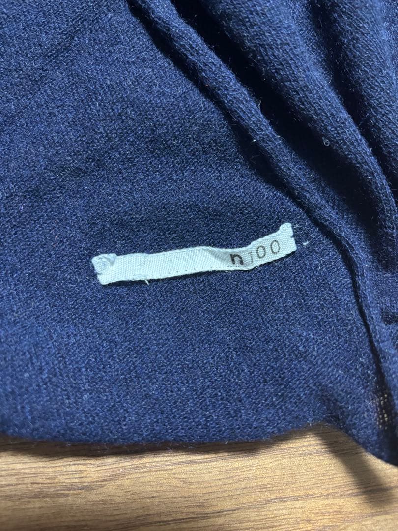 n100 ネイビー ストール　カシミヤ100% ラージサイズ