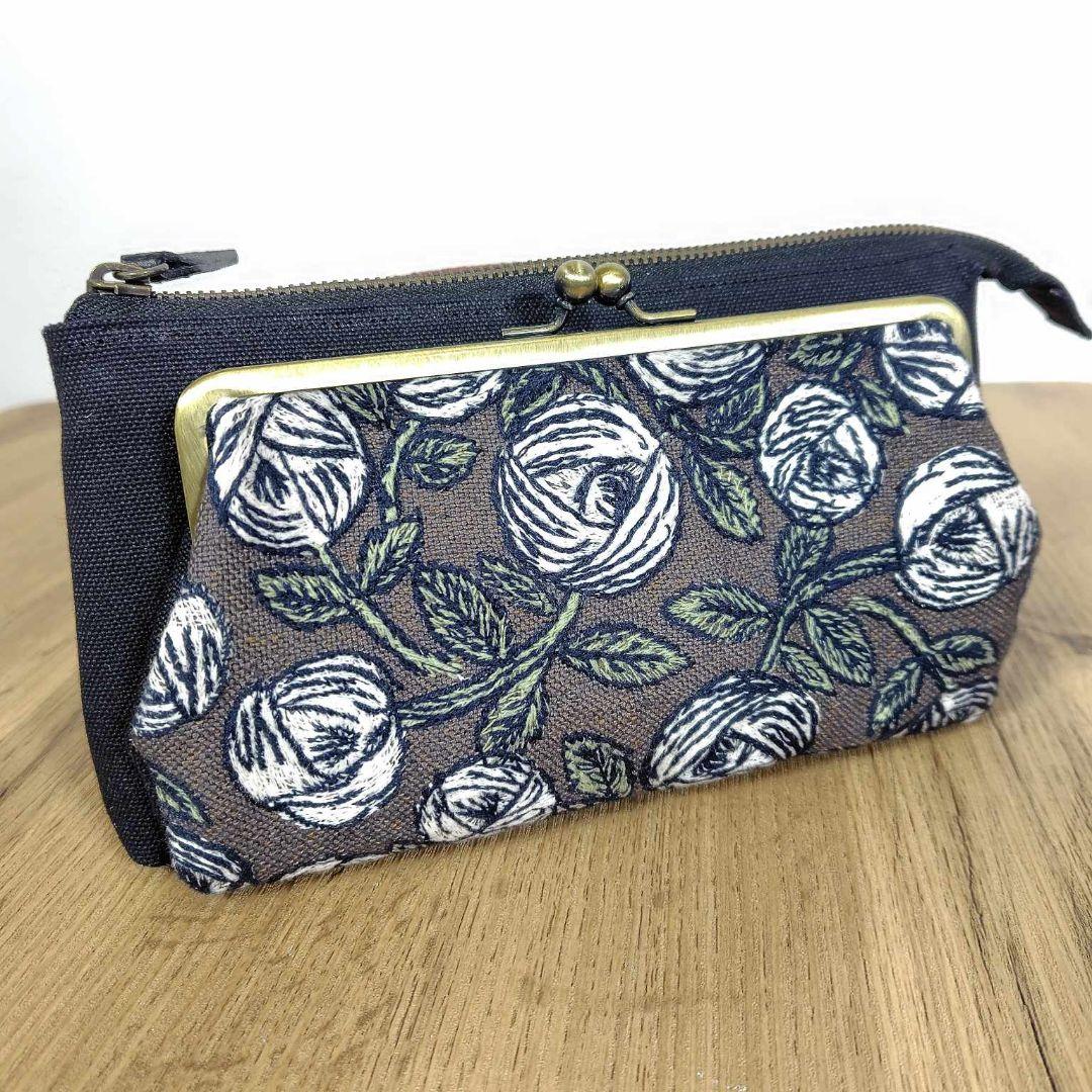 ミナペルホネン/rosyロージィーブラウン/がま口お財布ポシェットmina