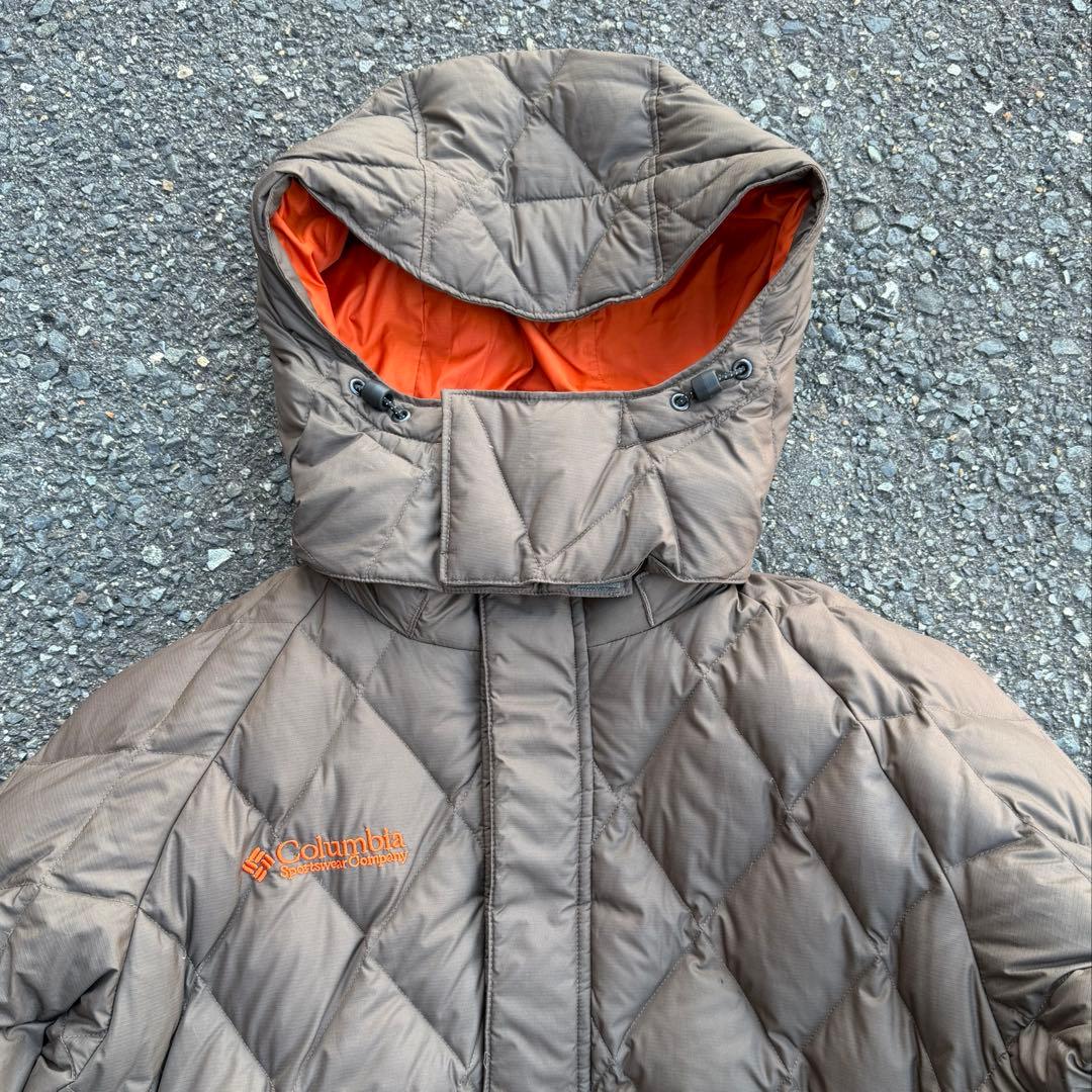 コロンビア hooded puffer jacket ブラウン tech y2k