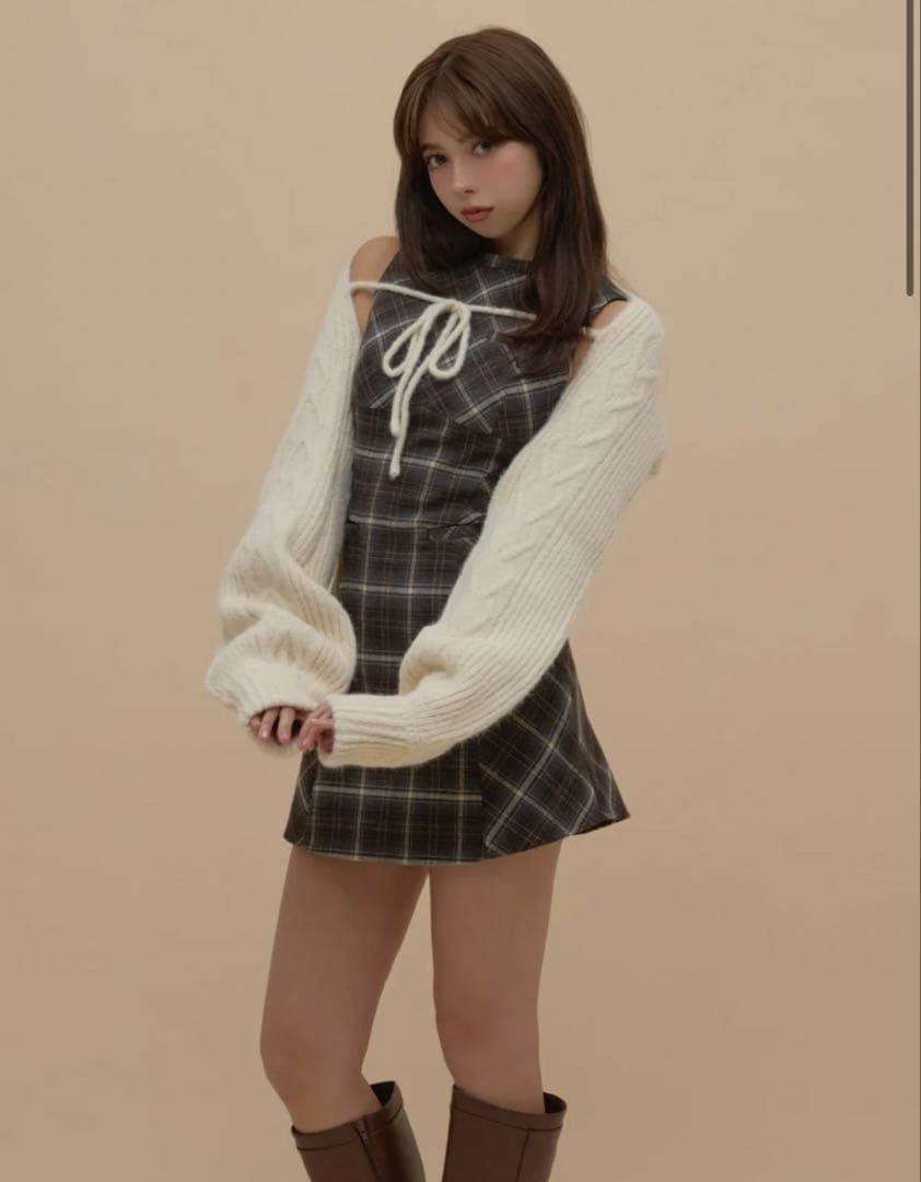 Mimi check set mini dress andmary - メルカリ