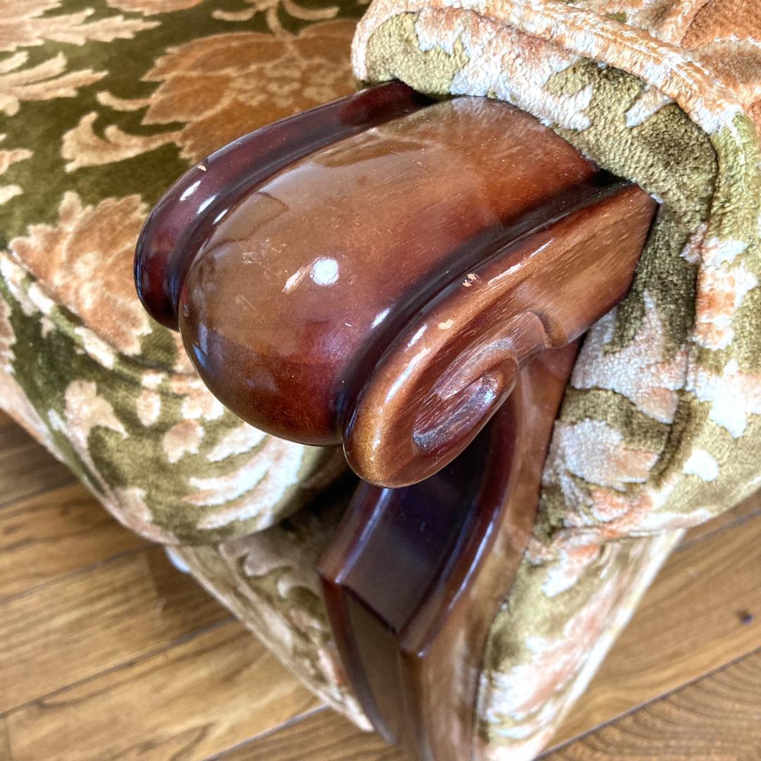 昭和レトロ オールド カリモク 金華山 1人掛け ソファー 花柄 ベロア