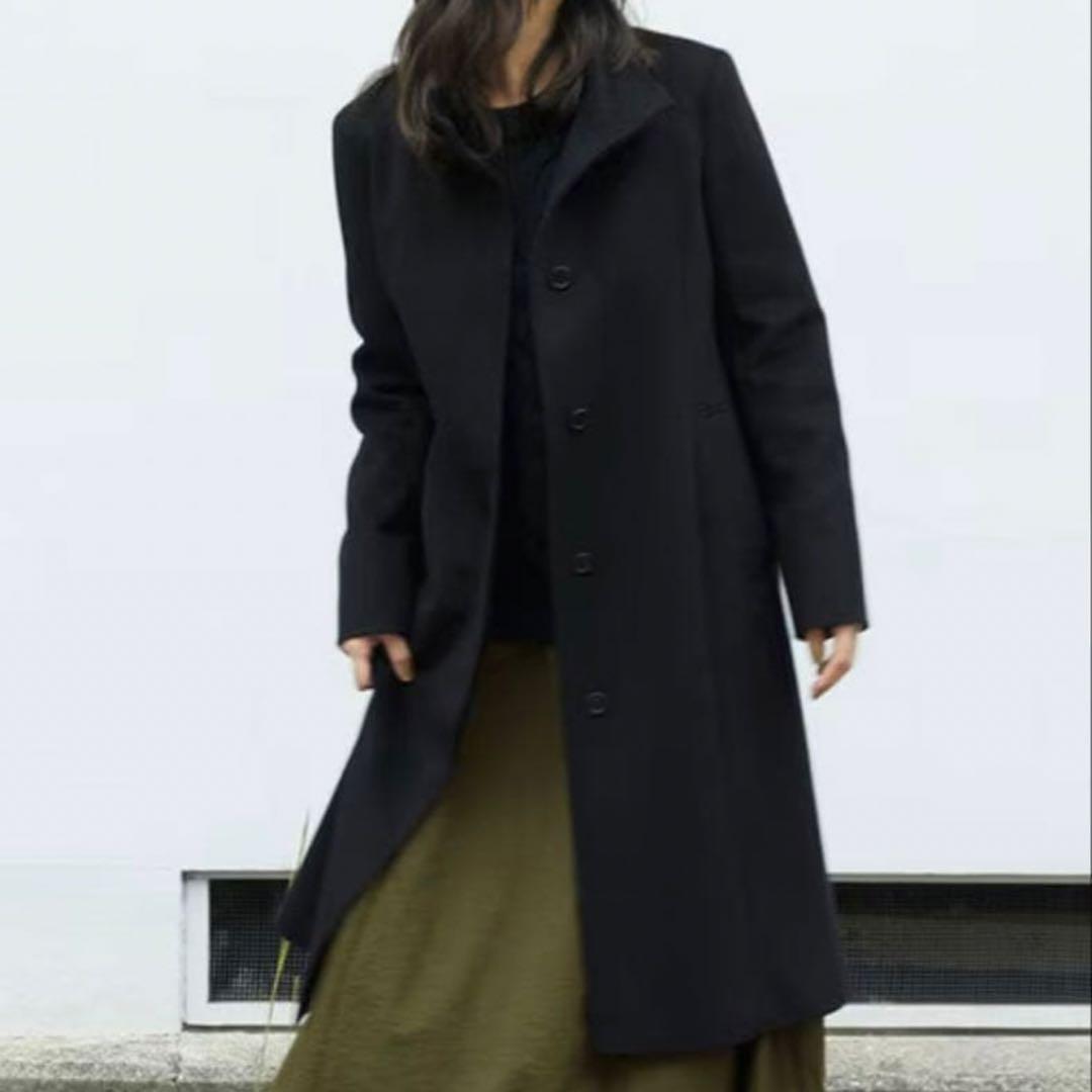 6273 美品✨ 23区 46サイズ カシミヤビーバー スタンドカラーコート 黒