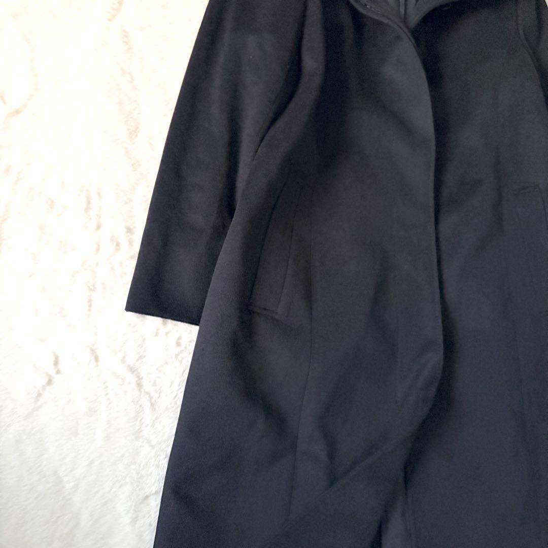 6273 美品✨ 23区 46サイズ カシミヤビーバー スタンドカラーコート 黒