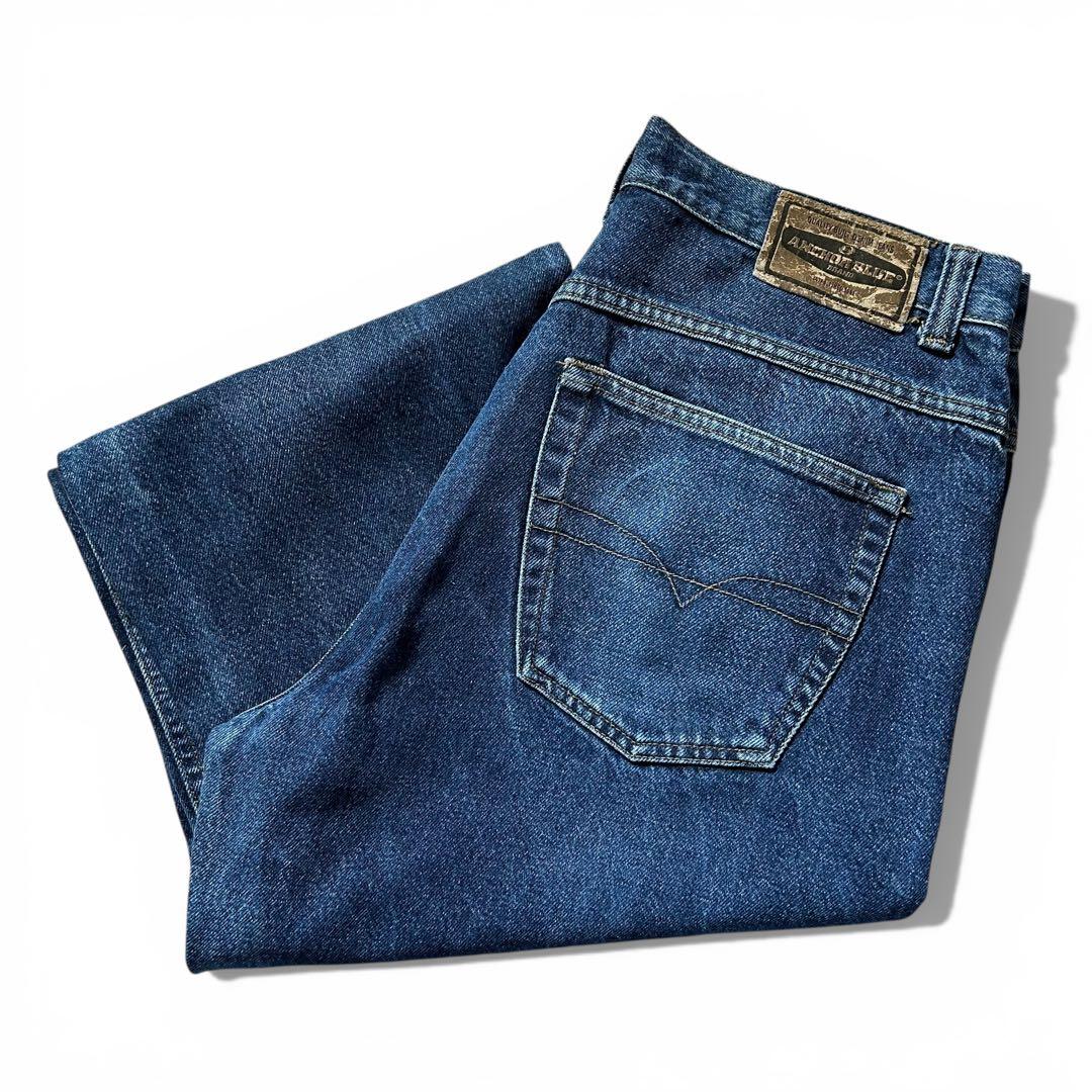 超ワイド!! アンカーブルー バギーデニム W36 極太 ゆるだぼ 00s 古着