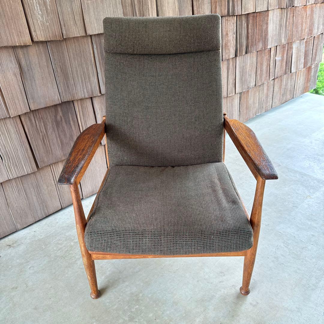 ビンテージアームチェア リクライニング 読書 緑 グリーン