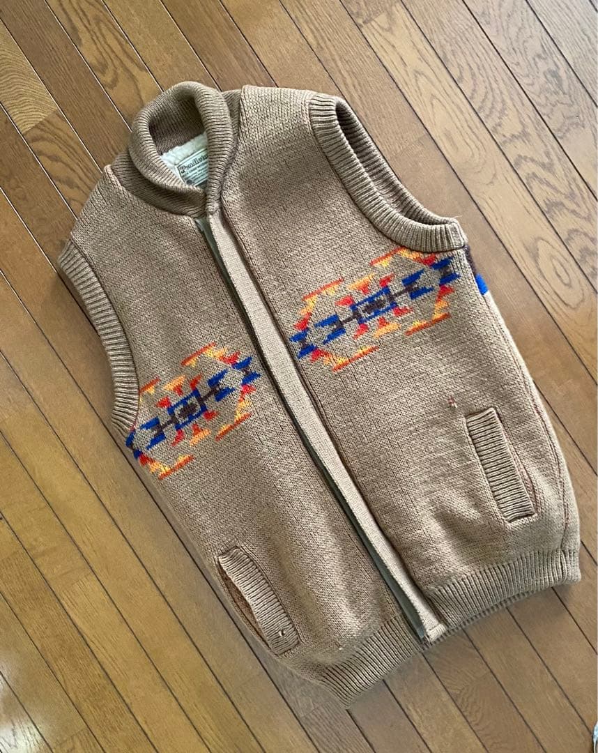 70s ペンドルトン ウール ニット カウチン セーター　ベスト　ボアビンテージ