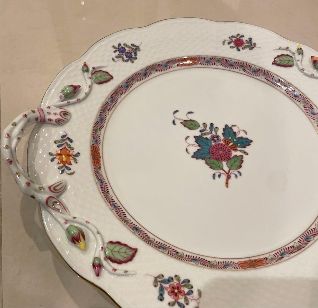 ヘレンド[アポニー・フラワー] 両ハンドル付きプレート/ケーキプレート