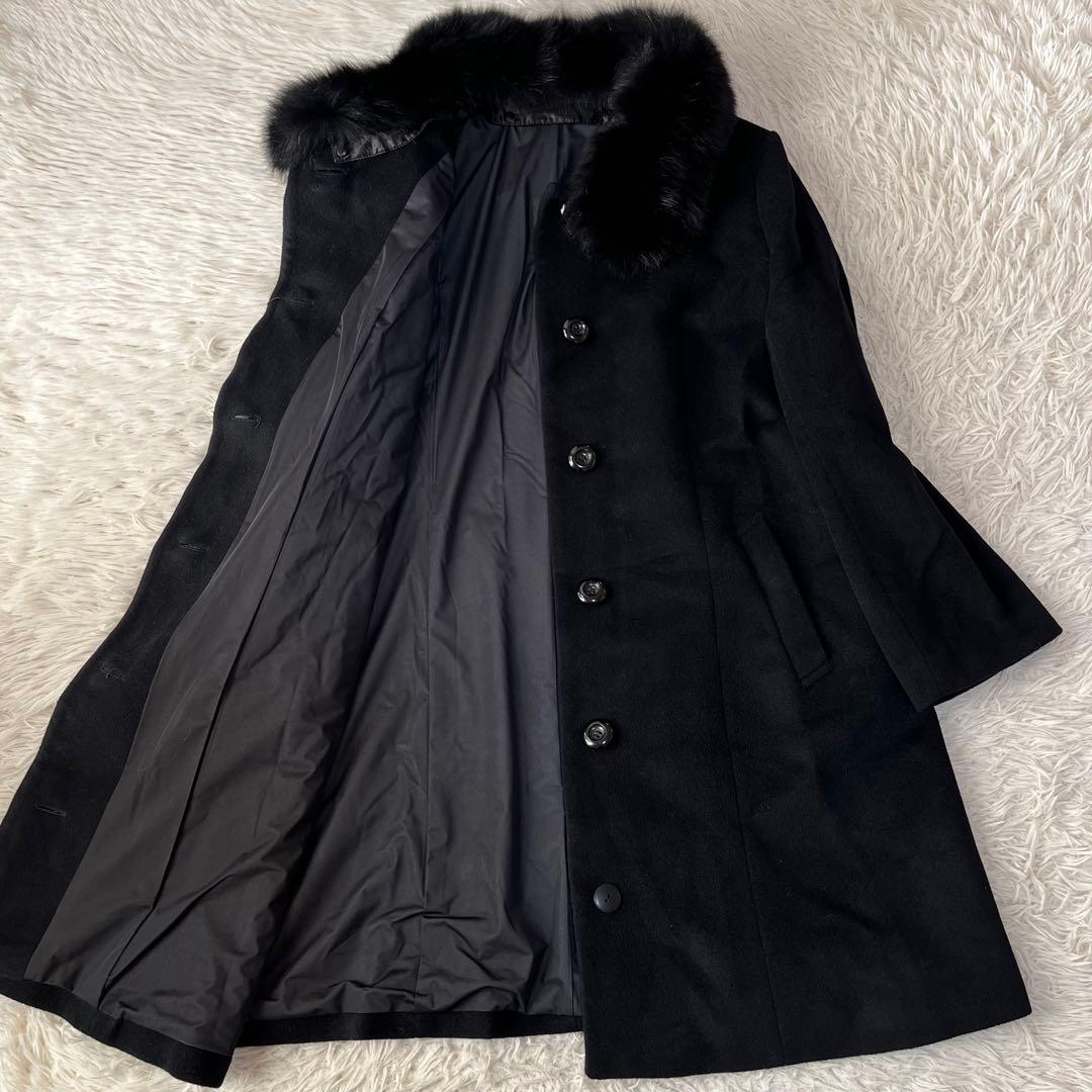 【新品未使用】ru フォックスファー付き　アンゴラ混　ウールコート　希少サイズ