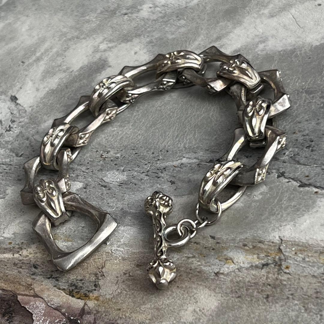 ヴィンテージ フローラルクロス チェーン ブレスレット VINTAGE シルバー