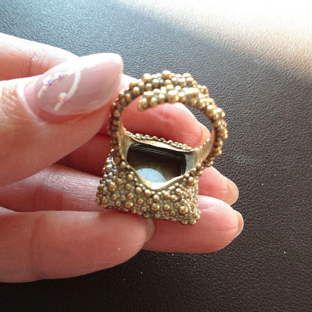 天然石ゴールドトーンリング10号