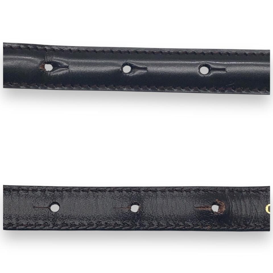 【美品】グッチ Gバックル 細ベルト ゴールド ダークブラウン イタリア製